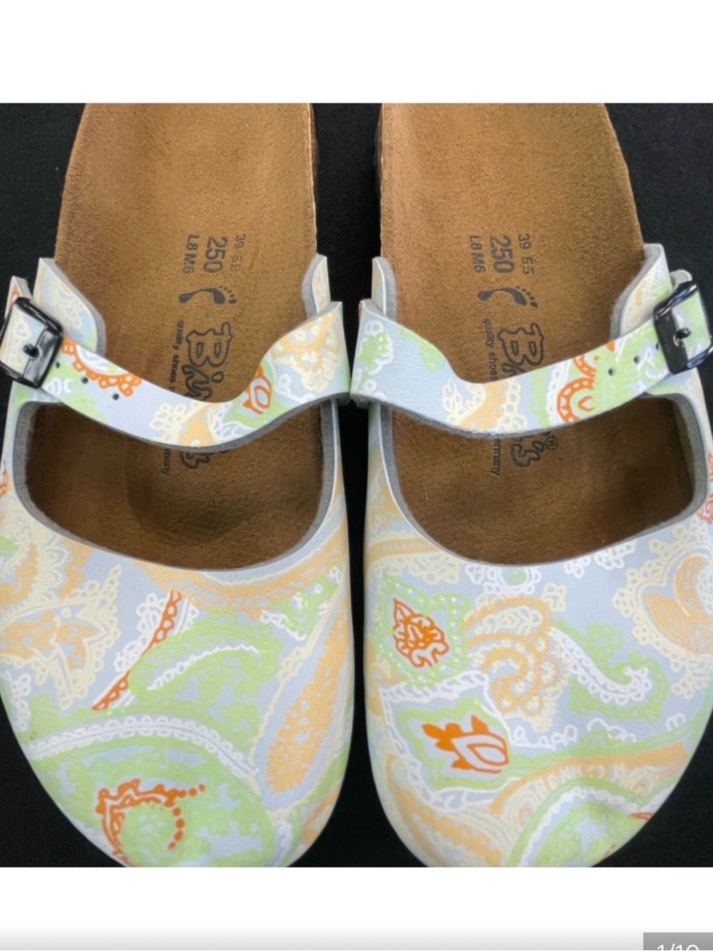 Birkenstock light blue - colorful Paisley Mules   ( 0098 )